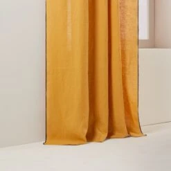 Rideau à Galon Fronceur CARLINA Ocre Et Bourdon Noir -Maison Linge Magasin rideau a galon fronceur CARLINA 006041 J18G 6