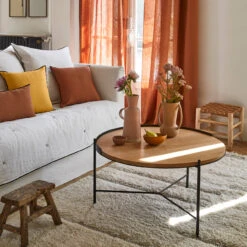 Rideau à Galon Fronceur CARLINA Terracotta Et Bourdon Noir -Maison Linge Magasin rideau a galon fronceur CARLINA 006041 M9G 1