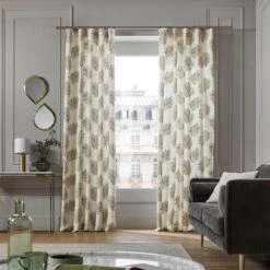 Rideau à Galon Fronceur FILICO Blanc Cassé Et Sauge