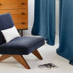 Rideau à Galon Fronceur NINO Indigo Et Feston Noir