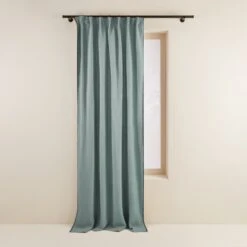 Rideau à Galon Fronceur NINO Vert De Gris Et Feston Noir -Maison Linge Magasin rideau a galon fronceur NINO 007352 V4FG 4