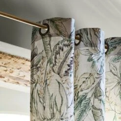 Rideau à Oeillets Dorés KELADY Ivoire Et Verts -Maison Linge Magasin rideau a oeillets dores KELADY 008620 NV 2