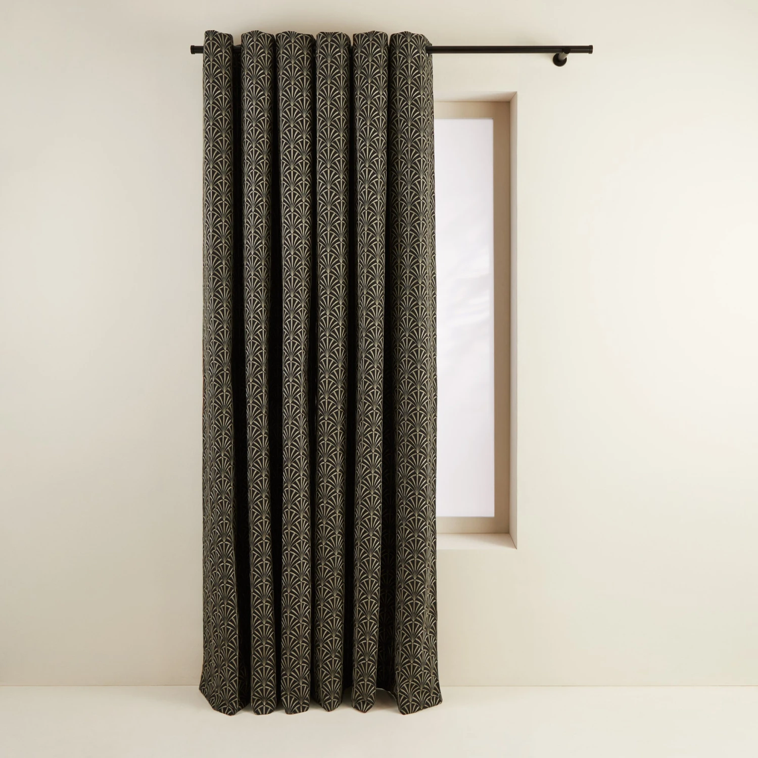 Rideau à Oeillets Noirs Doublé ARDECO Noir Et Nickel 6 Rideau à Oeillets Noirs Doublé ARDECO Noir Et Nickel – Image 6