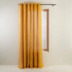 Rideau à Oeillets Noirs CARLINA Ocre Et Bourdon Noir -Maison Linge Magasin rideau a oeillets noirs CARLINA 006498 J18G 4
