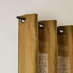 Rideau à Oeillets Noirs CARLINA Bronze Et Bourdon Noir -Maison Linge Magasin rideau a oeillets noirs CARLINA 006498 M8G 5