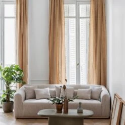 Rideau à Oeillets Noirs CARLINA Sable Et Bourdon Noir -Maison Linge Magasin rideau a oeillets noirs CARLINA 006498 N4G 1