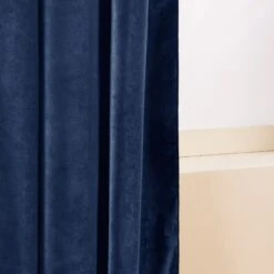 Rideau à Oeillets Noirs DARIO Bleu Nuit Et Bourdon Noir -Maison Linge Magasin rideau a oeillets noirs DARIO 008421 B20G 7