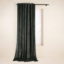 Rideau à Oeillets Noirs DARIO Kaki Grisé Et Bourdon Noir -Maison Linge Magasin rideau a oeillets noirs DARIO 008421 GVG 4