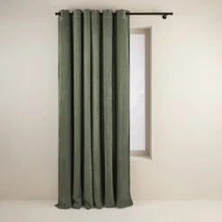 Rideau à Oeillets Noirs NINO Kaki Grisé Et Feston Noir -Maison Linge Magasin rideau a oeillets noirs NINO 006467 GVFG 4