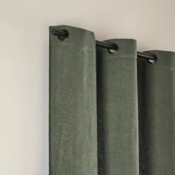 Rideau à Oeillets Noirs NINO Kaki Grisé Et Feston Noir -Maison Linge Magasin rideau a oeillets noirs NINO 006467 GVFG 5