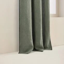 Rideau à Oeillets Noirs NINO Kaki Grisé Et Feston Noir -Maison Linge Magasin rideau a oeillets noirs NINO 006467 GVFG 6