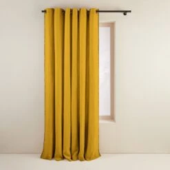 Rideau à Oeillets Noirs NINO Ocre Et Feston Noir -Maison Linge Magasin rideau a oeillets noirs NINO 006467 J18FG 4