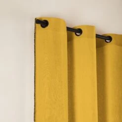 Rideau à Oeillets Noirs NINO Ocre Et Feston Noir -Maison Linge Magasin rideau a oeillets noirs NINO 006467 J18FG 5