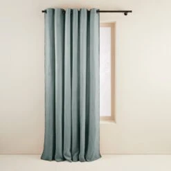 Rideau à Oeillets Noirs NINO Vert De Gris Et Feston Noir -Maison Linge Magasin rideau a oeillets noirs NINO 006467 V4FG 4