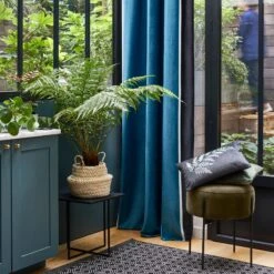 Rideau à Oeillets Noirs VASCO Pétrole -Maison Linge Magasin rideau a oeillets noirs VASCO 007274 B12 1