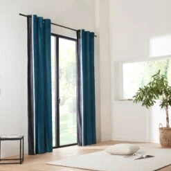 Rideau à Oeillets Noirs VASCO Pétrole -Maison Linge Magasin rideau a oeillets noirs VASCO 007274 B12 5