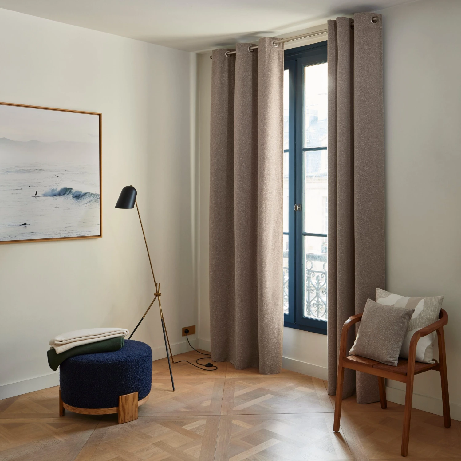 Rideau à Oeillets Argentés BLIZZAR Beige Granité 3 Rideau à Oeillets Argentés BLIZZAR Beige Granité – Image 3