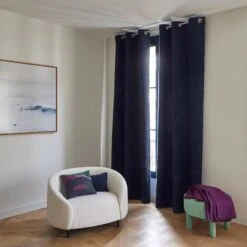 Rideau à Oeillets Argentés LEONARD Bleu Crépusculaire