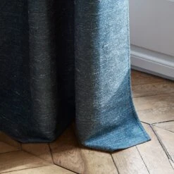 Rideau à Oeillets Argentés ORSSO Pétrole Chiné -Maison Linge Magasin rideau a oeillets ORSSO 008214 B 3