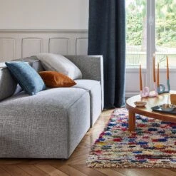 Rideau à Oeillets Argentés ORSSO Pétrole Chiné -Maison Linge Magasin rideau a oeillets ORSSO 008214 B 9