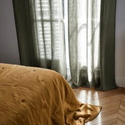 Rideau Panneau CARLINA Kaki Grisé Et Bourdon Noir -Maison Linge Magasin rideau panneau CARLINA 006409 GVG 1