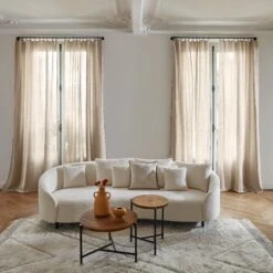 Rideau Panneau CARLINA Ficelle Et Bourdon Noir -Maison Linge Magasin rideau panneau CARLINA 006409 N3G 1