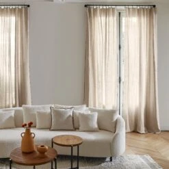 Rideau Panneau CARLINA Ficelle Et Bourdon Noir