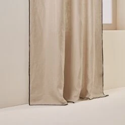 Rideau Panneau CARLINA Sable Et Bourdon Noir -Maison Linge Magasin rideau panneau CARLINA 006409 N4G 6