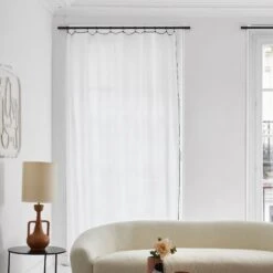 Rideau Panneau CARLINA Blanc Pur Et Bourdon Noir -Maison Linge Magasin rideau panneau CARLINA 006409 WG 3