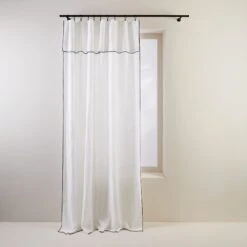 Rideau Panneau CARLINA Blanc Pur Et Bourdon Noir -Maison Linge Magasin rideau panneau CARLINA 006409 WG 4