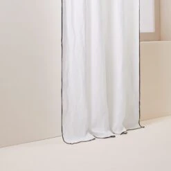 Rideau Panneau CARLINA Blanc Pur Et Bourdon Noir -Maison Linge Magasin rideau panneau CARLINA 006409 WG 6