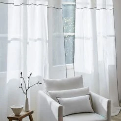 Rideau Panneau CARLINA Blanc Pur Et Bourdon Noir -Maison Linge Magasin rideau panneau CARLINA 006409 WG 9