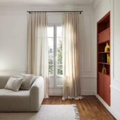 Rideau Panneau TOINON Naturel Et Bourdon Taupe -Maison Linge Magasin rideau panneau TOINON 008909 N2 1