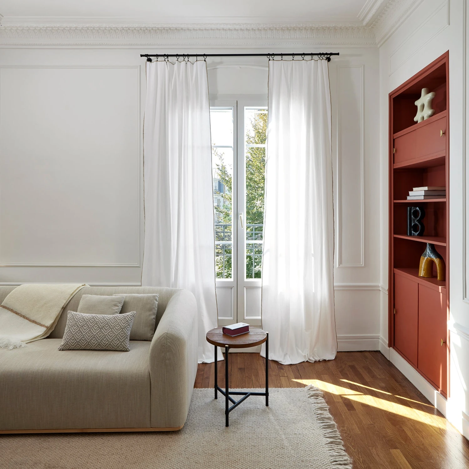 Rideau Panneau TOINON Blanc Et Bourdon Naturel 2 Rideau Panneau TOINON Blanc Et Bourdon Naturel – Image 2