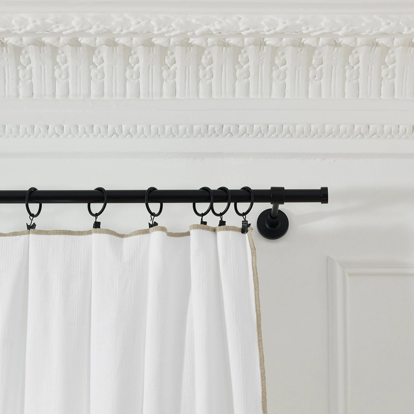 Rideau Panneau TOINON Blanc Et Bourdon Naturel 1 Rideau Panneau TOINON Blanc Et Bourdon Naturel