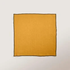 Serviette De Table CARLINA Ocre Et Bourdon Noir 10 Serviette De Table CARLINA Ocre Et Bourdon Noir -Maison Linge Magasin serviette de table CARLINA 006405 J18G 5