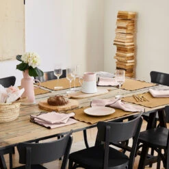 Serviette De Table CARLINA Rose Poudré Et Bourdon Noir -Maison Linge Magasin serviette de table CARLINA 006405 RG 2