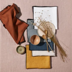 Serviette De Table CARLINA Blanc Pur Et Bourdon Noir -Maison Linge Magasin serviette de table CARLINA 006405 WG 3