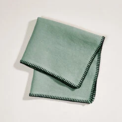 Serviette De Table NINO Vert De Gris Et Feston Noir