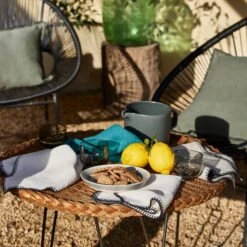 Serviette De Table NINO Blanc Minéral Et Feston Noir -Maison Linge Magasin serviette de table NINO 007350 WFG 2