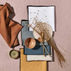 Set De Table CARLINA Vert De Gris Et Bourdon Noir -Maison Linge Magasin set de table CARLINA 006406 V4G 1