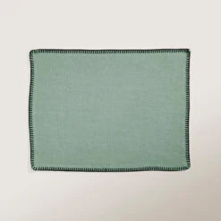 Set De Table NINO Vert De Gris Et Feston Noir