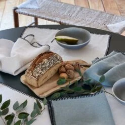 Set De Table NINO Blanc Minéral Et Feston Noir -Maison Linge Magasin set de table NINO 007351 WFG 2