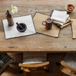 Set De Table NINO Blanc Minéral Et Feston Noir -Maison Linge Magasin set de table NINO 007351 WFG 3