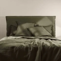 Taie D'oreiller CARLINA Kaki Grisé Et Bourdon Noir -Maison Linge Magasin taie d oreiller CARLINA 005723 GVG C3 1